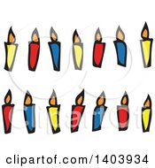 Poster, Art Print Of Yellow Red And Blue Birthday Candles