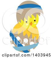 Poster, Art Print Of Yellow Easter Chick Hatching From A Polka Dot Egg