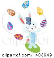 Poster, Art Print Of Blue Bunny Rabbit Juggling Easter Eggs