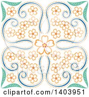 Clipart Of A Swirly Floral Design Royalty Free Vector Illustration