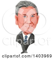 Watercolor Caricature Of The President Of Argentina Mauricio Macri