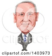 Poster, Art Print Of Watercolor Caricature Of The Prime Minister Of Australia Malcolm Bligh Turnbull