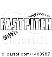 Poster, Art Print Of Black And White Fastpitch Text Over Baseball Stitches