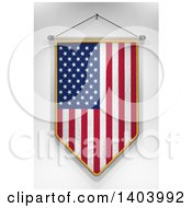 Poster, Art Print Of 3d Hanging American Flag Pennant On A Shaded Background