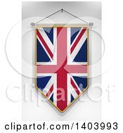 Poster, Art Print Of 3d Hanging Uk Flag Pennant On A Shaded Background