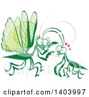 Poster, Art Print Of Praying Mantis Couple In Love