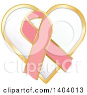 Clipart Of A Pink Breast Cancer Awareness Ribbon And Heart Icon Royalty Free Vector Illustration by inkgraphics