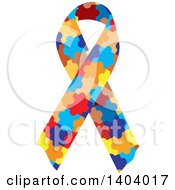 Clipart Of A Colorful Puzzle Awareness Ribbon Royalty Free Vector Illustration