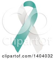 Poster, Art Print Of Teal And White Cervical Cancer Awareness Ribbon