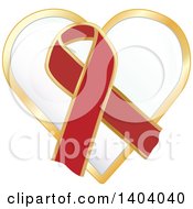 Poster, Art Print Of Red Awareness Ribbon And Heart Icon