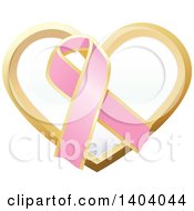 Poster, Art Print Of Pink Breast Cancer Awareness Ribbon And Heart Icon