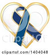 Clipart Of A Navy Blue Awareness Ribbon Heart Icon Royalty Free Vector Illustration