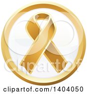 Poster, Art Print Of Round Gold Awareness Ribbon Icon