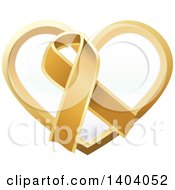 Poster, Art Print Of Gold Awareness Ribbon And Heart Icon