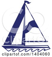 Poster, Art Print Of Blue And White Nautical Sailboat