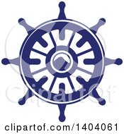 Poster, Art Print Of Blue And White Nautical Helm