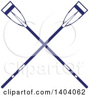 Clipart Of Blue And White Nautical Crossed Oars Royalty Free Vector Illustration