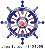 Poster, Art Print Of Blue Red And White Nautical Helm