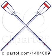 Poster, Art Print Of Blue Red And White Nautical Crossed Oars