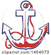Poster, Art Print Of Blue Red And White Nautical Anchor