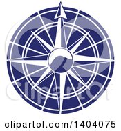 Clipart Of A Blue And White Nautical Compass Rose Royalty Free Vector Illustration