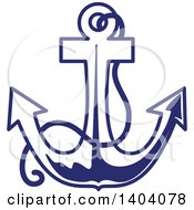 Clipart Of A Blue And White Nautical Anchor Royalty Free Vector Illustration