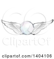 Clipart Of A Circle With Silver Wings Royalty Free Vector Illustration