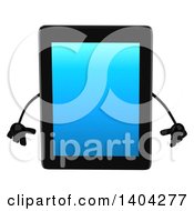 Clipart Of A 3d Tablet Computer Character On A White Background Royalty Free Illustration by Julos