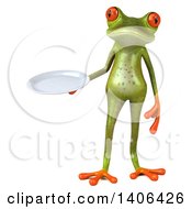 Clipart Of A 3d Green Springer Frog On A White Background Royalty Free Illustration
