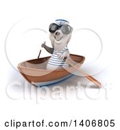 Clipart Of A 3d Polar Bear Sailor Rowing A Boat On A White Background Royalty Free Illustration