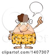 Clipart Of A Brunette Cave Woman With An Idea Royalty Free Vector Illustration