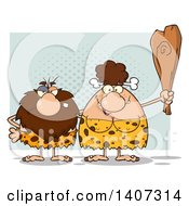 Clipart Of A Caveman And Brunette Woman Couple Royalty Free Vector Illustration