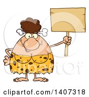 Poster, Art Print Of Brunette Cave Woman Holding A Blank Sign