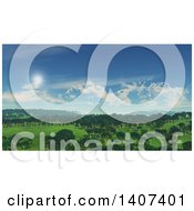 Poster, Art Print Of 3d Valley With Trees On A Sunny Day