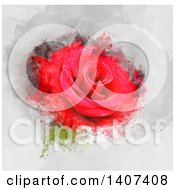 Poster, Art Print Of Red Rose With Grunge