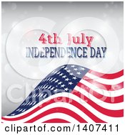 Clipart Of A Waving American Flag With 4th July Independence Day Text On Flares Royalty Free Vector Illustration