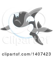 Clipart Of A Killer Whale Orca Swimming Royalty Free Vector Illustration