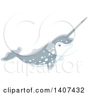 Poster, Art Print Of Happy Narwhal Swimming