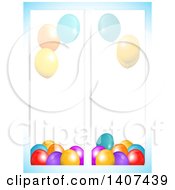 Party Balloon Banners Over Gradient Blue