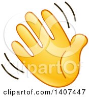 Clipart Of A Cartoon Emoji Hand Waving Royalty Free Vector Illustration by yayayoyo