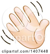 Clipart Of A Cartoon Emoji Hand Waving Royalty Free Vector Illustration