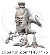 Clipart Of A 3d Mason Monster On A White Background Royalty Free Illustration by Leo Blanchette