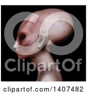 Poster, Art Print Of 3d Alien Hybrid Nephilim In Profile On A Black Background