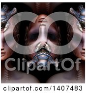 Clipart Of A 3d Alien Queen Pattern On A Black Background Royalty Free Illustration