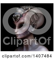 Clipart Of A 3d Alien Queen Facing Left On A Black Background Royalty Free Illustration