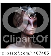 Clipart Of A 3d Alien Queen Facing Right On A Black Background Royalty Free Illustration