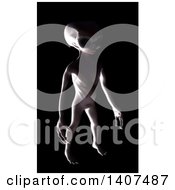 Poster, Art Print Of 3d Alien Being On A Black Background