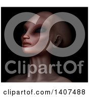 Clipart Of A 3d Alien Hybrid Nephilim On A Black Background Royalty Free Illustration