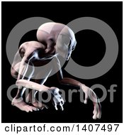 Poster, Art Print Of 3d Crouching Alien On A Black Background