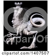 Clipart Of A 3d Mason Monster On A Black Background Royalty Free Illustration by Leo Blanchette